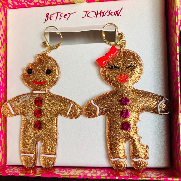 New Betsey Johnson Gingerbread Man & Lady Earrings - Picture 8 of 16